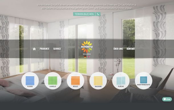 Screenshot der Webseite von Sunberry Mallorca - Startseite.